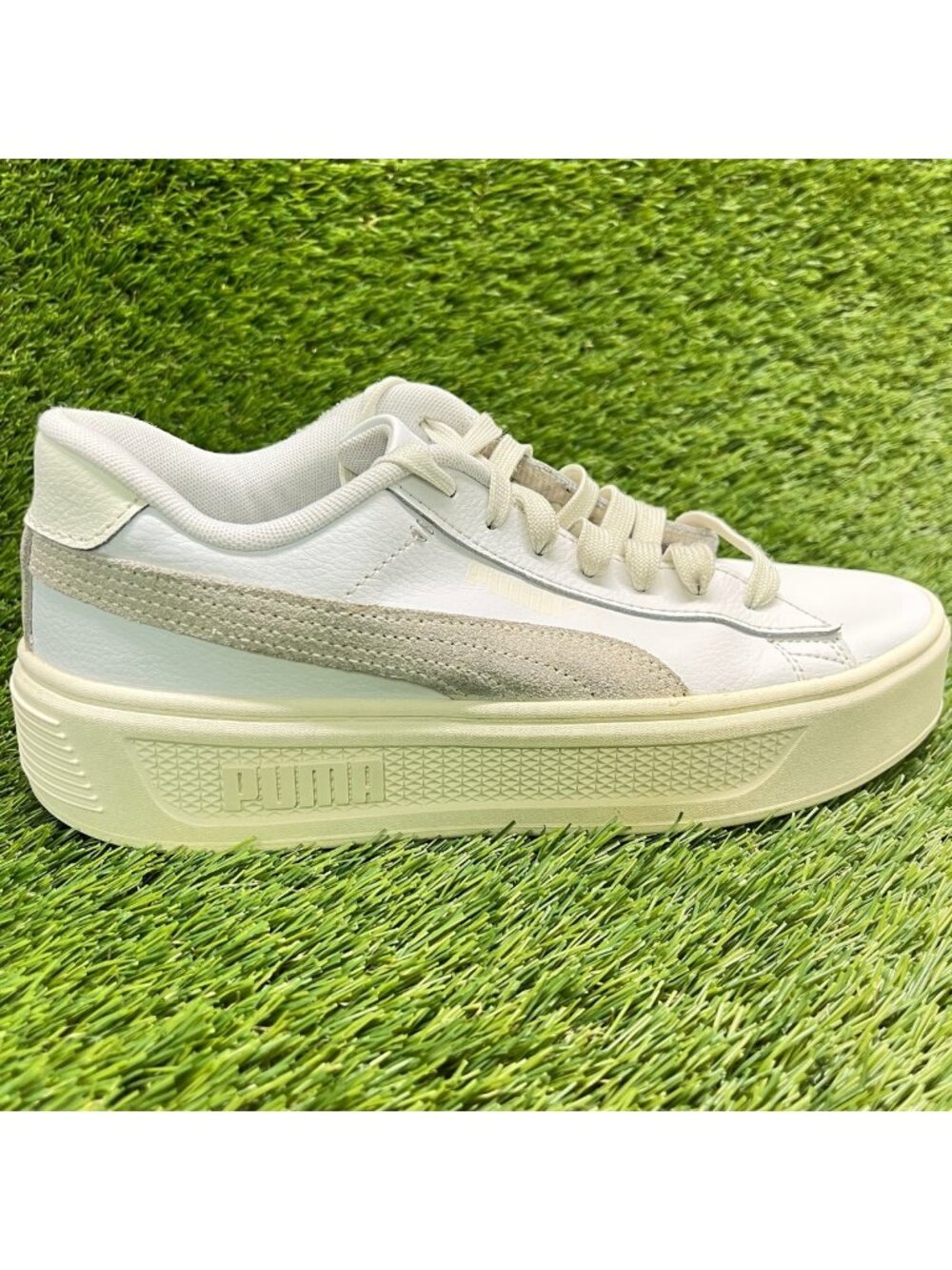 Puma Smash 3.0 Mono Twist Womens Size 8.5 White Athletic Leather Shoes Sneakers